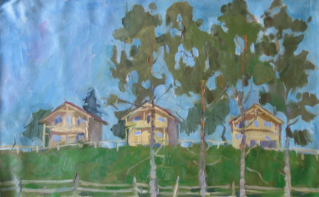 House behind the trees